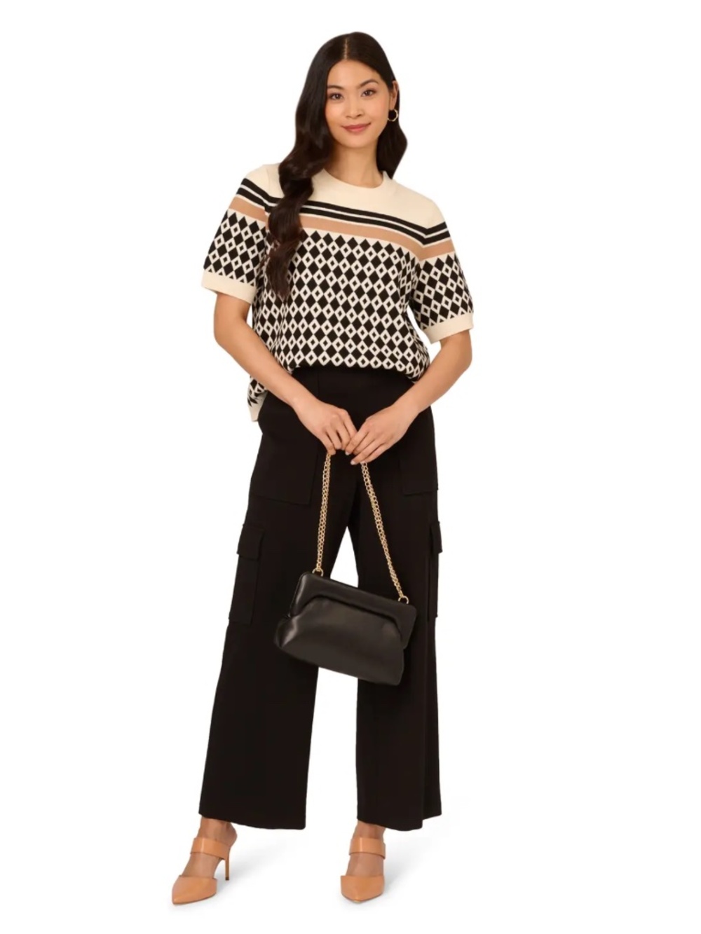 Jacquard Knit Sweater Adrianna Papell Size L